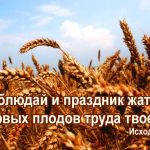 Жатва – праздник благодарности Богу за Его дары